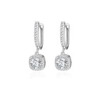 AOWVUTS Pendientes Aros Mujeres Plata de Ley 925 Pendientes de Cristal Colgantes Hipoalergénicos Pendientes Aro Huggie con Circonita Cúbica Regalos Joyería para Novia Boda Fiesta (Blanco)