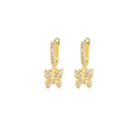 AOWVUTS Pendientes de Aro Mujer Pendientes Pequeños Plata Oro Pendientes Hipoalergénicos Colgantes Mariposa con Circonita Cúbica Pendientes Huggie Moda Joyería Regalos para Niñas (4)