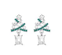AOWVUTS Pendientes de Navidad Pendientes de Arbol de Navidad con Pequeños Cúbica Zirconia Pendientes Colgantes De Navidad Adorable Joyería de Navidad para Mujere y Niñas (B)