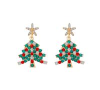 AOWVUTS Pendientes de Navidad Pendientes de Arbol de Navidad con Pequeños Cúbica Zirconia Pendientes Colgantes De Navidad Adorable Joyería de Navidad para Mujere y Niñas (C)