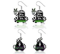 AOWVUTS Pendientes Halloween Mujer Pendientes Colgantes Calavera Serpiente Ataúd Lápida Pendientes Hipoalergénicos Acrílico Decoraciones de Fiesta de Halloween Regalos