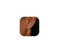 AOWVUTS Pendientes Mujer Oro 14K Chapado Mujer Pendientes de Aro Triple Hipoalergénicos Pendientes de Cadena Colgantes con Circonita Cúbica Pendientes de Aro Huggie Regalos Joyas para Fiesta (B)