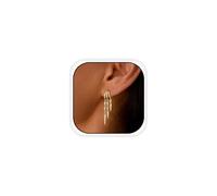 AOWVUTS Pendientes Mujer Oro 14K Chapado Mujer Pendientes de Aro Triple Hipoalergénicos Pendientes de Cadena Colgantes con Circonita Cúbica Pendientes de Aro Huggie Regalos Joyas para Fiesta (C)