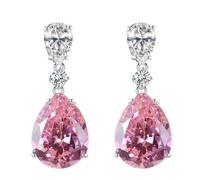 AOWVUTS Pendientes Mujer, Rose Cristal Pendientes Colgantes, Hipoalergenicos Circonita Plata Vintage Pendientes de Gota, Brillante Aretes Joyería Pendientes para Mujeres y Niñas Novia (rosa)