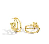 AOWVUTS Pendientes Oro para Mujer Pendientes de Garra Plata de ley 925 Pendientes Circonita Cúbica Brillantes Pendientes que Parecen Múltiples Piercings Pendientes de Tuerca Hipoalergénicos