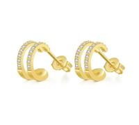 AOWVUTS Pendientes Oro para Mujer Pendientes de Garra Plata de ley 925 Pendientes Circonita Cúbica Brillantes Pendientes que Parecen Múltiples Piercings Pendientes de Tuerca Hipoalergénicos