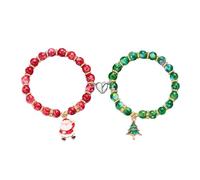AOWVUTS Pulseras de Navidad Pulsera Amistad Pulsera de Cuentas para Parejas Navidad Charms Pulsera con Papá Noel Muñeco de Nieve Alce Copo de Nieve Navidad Regalo para Mujeres Niños (C)