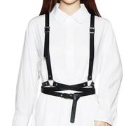 AOWVUTS Punk Cinturón de Arnés de Cintura para Mujer Cuerpo de Cuero Ajustable Gótico PU Cadena de Pecho Cinturón Joyería Corporal para Cosplay Rave Disfraz de Halloween (Negro)