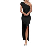 AOWVUTS Vestido de Noche Largo para Mujer Maxi Vestido Ajustado sin Mangas Elegante Vestidos de Fiesta un Hombro Vestidos Formal Bodycon Abertura de Cóctel para Partido Boda Invitada Club