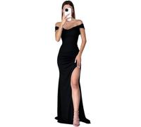 AOWVUTS Vestido de Noche para Mujer Sexy Maxi Vestido con Hombros Descubiertos Elegante Vestidos Largo con Abertura Vestidos de Fiesta Ajustado Bodycon para Cóctel Club Invitada Boda Ceremonia
