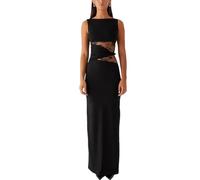 AOWVUTS Vestido Largo Mujer Vestido Sexy sin Mangas Cuello Redondo Elegante Maxi Vestidos de Encaje Floral Vestidos de Fiesta Ajustado Verano Bodycon para Cóctel Club Noche Invitada Boda