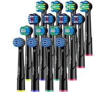 AOXGAO Cabezales de repuesto compatibles con cepillo de dientes eléctrico Oral B, 16 cabezales de cepillo de dientes para Oral-b Braun Refill Pro 1000 2000 3000 500 Vitality Genius x (negro)