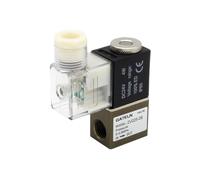 AOXIIUNNH 2V025-08 Válvula de Control neumática Normalmente Cerrada 12 V 24 V 220 V 1/4" BSPT Válvula solenoide de Aire de 2 vías y 2 Posiciones(with 12mm fittings-02,2V025-08 NC DC24V)