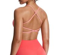 Aoxjox, Ivy, Sujetador Deportivo Acolchado para Mujer, sin Espalda, bajo Impacto, para Yoga, Rosa salmón, Small