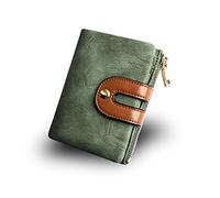 AOXONEL Cartera de Cuero Plegable pequeña RFID para Mujer, Mini Monedero con Cremallera, Bolsillo para Tarjetas de identificación, Delgado y Compacto (Verde)