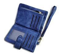 AOXONEL Cartera pequeña de Cuero Plegable para Mujer, con Bloqueo RFID, con Tarjetero, Ventana de identificación, Monedero, Blue, S, Moderno