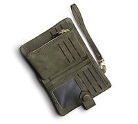 AOXONEL Cartera pequeña de Cuero Plegable para Mujer, con Bloqueo RFID, con Tarjetero, Ventana de identificación, Monedero, Verde Militar, S, Moderno