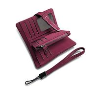 AOXONEL Cartera pequeña de Cuero Plegable para Mujer, con Bloqueo RFID, con Tarjetero, Ventana de identificación, Monedero, Púrpura3, S, Moderno