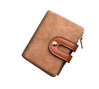 AOXONEL Cartera pequeña de Cuero Plegable RFID para Mujer, Mini Monedero con Cremallera, Bolsillo para Tarjetas de identificación, Delgado, Compacto (marrón)