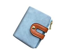 AOXONEL Cartera pequeña de Cuero Plegable RFID para Mujer, Mini Monedero con Cremallera, Bolsillo para Tarjetas de identificación, Delgado, Compacto y Delgado (Azul)