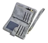 AOXONEL Cartera pequeña de Piel Plegable para Mujer, con Bloqueo RFID, con Tarjetero, Ventana de identificación, Monedero, Gris, S, Moderno