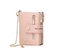 AOXONEL Carteras pequeñas de cuero plegable RFID para mujer, billeteras de viaje, tarjetero de tamaño mediano con cadena extraíble para muñeca, ranuras para múltiples tarjetas, ventana de