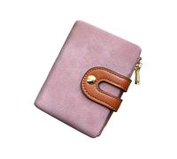 AOXONEL Women's RFID Small Bifold Leather Wallet Ladies Mini Zipper Coin Purse ID Card Pocket,Slim Compact Thin (Pink)