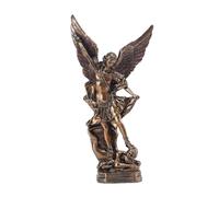 AOYEAH Estatua del Arcángel San Miguel, San Miguel Que Derige a Lucifer en Religious Premium Cold-Cast Bronce Escultura-Colección Ángel del Cielo pisando estatuilla de Demonio