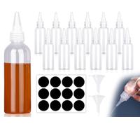 AOYEGIC 12 Piezas Botellas exprimibles,Botellas exprimibles de plástico,Botellas rociadoras con Etiquetas de Embudo,Botella para líquidos,recipientes para Salsas,Botellas de Almacenamiento(60 ml)