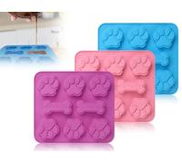 AOYEGIC 3 piezas de moldes de silicona para perros,molde reutilizable para hornear con forma de patas y huesos de perro,tapetes para hornear galletas para perros,moldes de chocolate