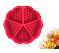 AOYEGIC Molde para Waffles, Molde de Silicona con 5 Cavidades en Forma de Corazón, Herramienta para Decorar, Ideal para Waffles, Muffins, Panqueques, Pastel de Chocolate, Pudín y Velas (Rojo)