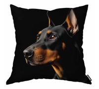 AOYEGO Doberman - Funda de almohada decorativa con diseño de cabeza de perro, cachorro, animal, canino, mamífero, amigo, obediente, 45,7 x 45,7 cm, para el hogar, sofá o cama