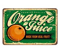 AOYEGO Letrero de lata de jugo de naranja, hecho de fruta real verde vintage, letreros de metal para cafeterías, bares, pubs, tiendas, decoración de pared, letreros retro divertidos para hombres y