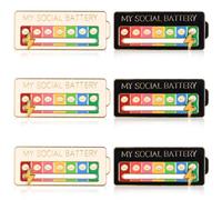 Aoyfuwell 6 Pines Interactivos "Mi Batería Social" - Broches de Ánimo 7 Días con Deslizador, Regalo para Introvertidos