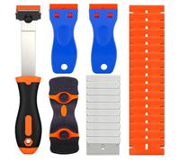 Aoyfuwell Juego de raspadores de vitrocerámica (120 hojas), rasqueta extralarga para vitrocerámica y horno, mango antideslizante, sistema de cambio rápido, ideal para grasa, pegamento y etiquetas