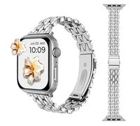 AoYi Acero Inoxidable Correa Compatible con Apple Watch Series 9 8 7 6 5 4 3 2 1 SE SE2, Mujer Bracelet Metalica para iWatch 41mm 40mm 38mm，Plata