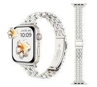 AoYi - Reloj de pulsera de acero inoxidable para mujer, compatible con Apple Watch Series 10, 9, 8, 7, 6, 5, 4, 3, 2, 1 SE SE2, Lujo de repuesto de metal para iWatch 38 mm, 40 mm, 41 mm, 42 mm