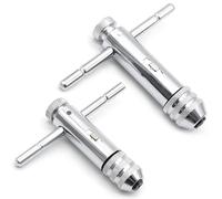 Aoyswuz 2 Piezas Llave de Grifo de Trinquete M3-M8 & M5-M12, Llave de Trinquete Ajustable con Mango en T, Mango de Llave de Punta Rroscada para Juego de Grifos y Matrices