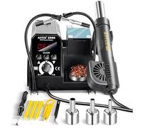 Aoyue 2986 Kit de estación de retrabajo de aire caliente de 500 W con 2 manos de ayuda, 3 boquillas, soporte para pistola, soporte de bobina de soldadura, bandeja de componentes de metal, pinzas,