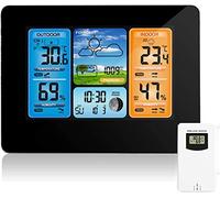 AOZBZ Estación meteorológica inalámbrica Pronóstico Digital Estación meteorológica Interior Termómetro Exterior con Alerta Temperatura Humedad Barómetro Alarma Fase Lunar Clima con Sensor Exterior