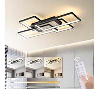 Aozhate LED Lámpara de Techo Regulable, Plafon LED Techo con Mando a Distancia, Lampara Techo Geometría Modernas Dormitorio, Negro lámpara de salón,100x50cm Plafón Luz 72W para Cocina Comedor
