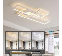 Aozhate LED Lámpara de Techo Regulable, Plafon LED Techo con Mando a Distancia, lamparas de Techo Geometría Modernas Dormitorio, Blanco lámpara de salón,100x50cm Plafón Luz72W para Cocina Comedor