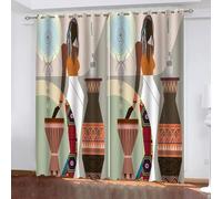 Aozhiswe Cortinas Salon áfrica, Cortinas Dormitorio Patrón Africano, Cortinas Opacas Habitacion Modernas 3D Cortina Decoracion para Ventanas, Termicas Aislantes 100x214 cm 2 Piezas a.3575
