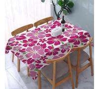 Aozhiswe Mantel Antimanchas Rectangular Flores de Hibisco Mantel de Mesa Flores Moradas 140x260 cm Manteles Impermeable Poliéster Protector Comedor para Interior Exterior a-7548