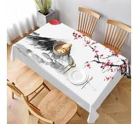 Aozhiswe Mantel Antimanchas Rectangular Japonés Oriental Mantel de Mesa Paisaje 140x220 cm Manteles Impermeable Poliéster Protector Comedor para Interior Exterior a-486