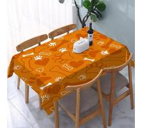 Aozhiswe Mantel Antimanchas Rectangular Lindas Huellas de Patas de Perro Mantel de Mesa Naranja 140x260 cm Manteles Impermeable Poliéster Protector Comedor para Interior Exterior a/1868
