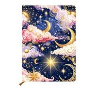 AOZHUO Pretty Leather Journal for Women, Notebook 200 Pages A5 College Ruled Notebooks for Work & Note Taking, for Office School Home, Gift for Birthdays Christmas, Cosmic Celestial Cloud (5.8 x 8.3)