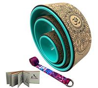 Aozora Yoga Wheel 13" with Most Detailed Book Step by Step Guide on How to Do 30+ Poses,! Perfect for Stretching and Improving Backbends (3 Pack - 6, 10 & 13" -Cork/Turquoise +strap)
