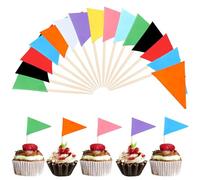 AOZUO 100 palillos de dientes con banderas triangulares, bandera colorida para alimentos, palillos de decoración de cupcakes en blanco para cupcakes, postres, platos de frutas, queso, pasteles,