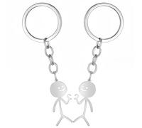 AOZUO 2 llaveros para parejas, llaveros para parejas, corazón y dedos, regalo de amistad, de acero inoxidable, para parejas, hombres y mujeres, plata, 4.3 * 1.2in